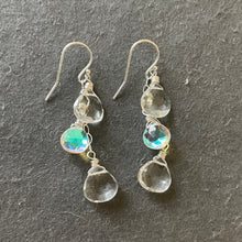 Load image into Gallery viewer, Rock Crystal and Fire Moonstone Quartz Cascade Earrings