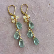 Load image into Gallery viewer, Aquamarine blue Kyanite and Opal earrings
