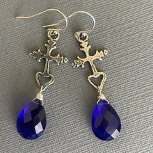 Load image into Gallery viewer, Milagro Cross Cobalt Blue Quartz Earrings