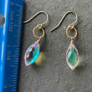 Dewdrop Rainbow Opalite Hoop earrings, metal and earwire options
