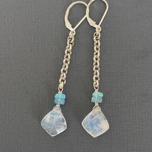 Load image into Gallery viewer, Moroccan Cut Moonstone and Opal Long Dangles, OOAK