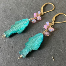 Load image into Gallery viewer, Two-Sided Czech Fish Earrings