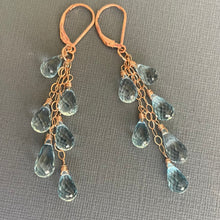 Load image into Gallery viewer, More Cowbell Natural Blue Topaz Trio Earrings, Metal Options, 6 stone