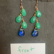 Load image into Gallery viewer, Ammolite and Carnelian Dangle Earrings, Rose Gold Filled and other metal options