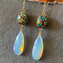 Load image into Gallery viewer, New -but Vintage- Japanese Cherry Bead Earrings with Glowing Opalite Quartz