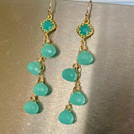 Chalcedony Peruvian Blue Onion Dangle Earrings