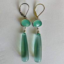 Load image into Gallery viewer, Aquamarine Quartz Bezeled Dangle Earrings