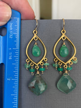 Load image into Gallery viewer, Rare Aquaprase, Chrysoprase and Opal Earrings, OOAK