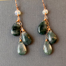 Load image into Gallery viewer, Moss Opal Trio Earrings, OOAK