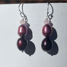 Load image into Gallery viewer, Purple Pearl Stack Earrings