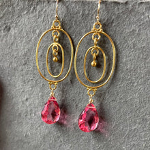Load image into Gallery viewer, Sparkling Pink Circle Hoops, OOAK