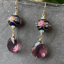 Load image into Gallery viewer, Vintage Wedding Cake Cobalt and Plum Earrings, metal options