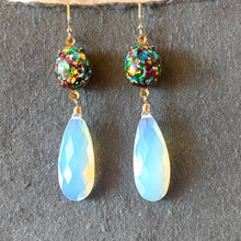 Load image into Gallery viewer, New -but Vintage- Japanese Cherry Bead Earrings with Glowing Opalite Quartz