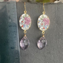 Load image into Gallery viewer, Vintage Cabachon and Pink Amethyst Dangle earrings, limited edition