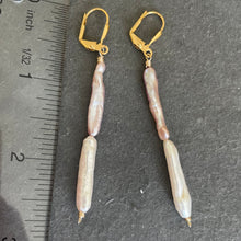 Load image into Gallery viewer, Japanese 2 Color Biwa Freshwater Pearl Dangle Earrings, OOAK