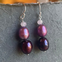Load image into Gallery viewer, Purple Pearl Stack Earrings