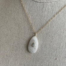 Load image into Gallery viewer, Blue Topaz Rainbow Moonstone Inlay  Cut Necklace, Oval, OOAK