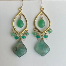 Load image into Gallery viewer, Rare Aquaprase, Chrysoprase and Opal Earrings, OOAK