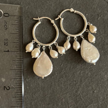 Load image into Gallery viewer, Freshwater Pearl Sterling Silver Hoop Earrings