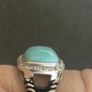 Larimar and Sterling Silver Ring sz 8.25