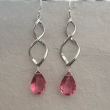 Load image into Gallery viewer, Twirly Girl Pink Tourmaline Quartz Earrings