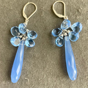 Light Tanzanite Blue Cluster Elongated Earrings