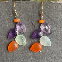 Load image into Gallery viewer, Multi-Gemstone Leaf Cut Earrings