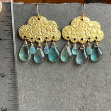 Load image into Gallery viewer, Fluorite and Chalcedony Raincloud Earrings, OOAK
