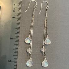 Load image into Gallery viewer, Moonstone Tassel Trio Earrings