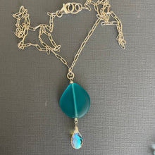 Load image into Gallery viewer, Sea Glass Fire Rainbow Quartz Necklace, OOAK