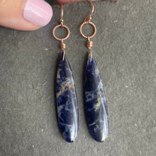 Load image into Gallery viewer, Sodalite Rose Gold Hoop Earrings, OOAK