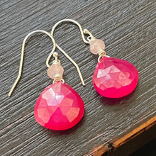 Load image into Gallery viewer, Mystic Pink Chalcedony and Crystal Earrings, OOAK