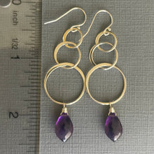 Load image into Gallery viewer, Amethyst Marquis Triple Circle Earrings, OOAK