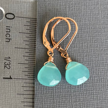 Load image into Gallery viewer, Aqua Chalcedony Leverback Earrings, metal options