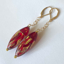 Load image into Gallery viewer, Miss Scarlet Sommerso Murano Glass Dangle Earrings, OOAK