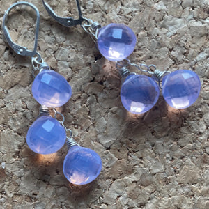 Lavender Quartz Trio Cascade Earrings