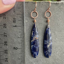 Load image into Gallery viewer, Sodalite Rose Gold Hoop Earrings, OOAK