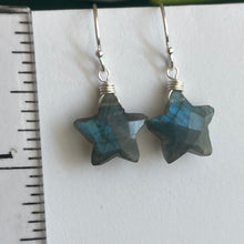 Load image into Gallery viewer, Labradorite Star Earrings, metal choices