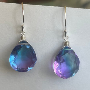Sparkling Violet to Paraiba PASTEL Doublet Dangles, metal and earwire options available, Vibrant