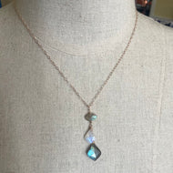 Rainbow Moonstone and Labradorite Moroccan Cut Necklace, 14k Rose Gold Filled, OOAK