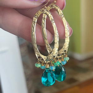 Paraiba, Opal and Bronze Earrings