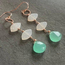 Load image into Gallery viewer, Cloud Dancer PantoneTM Color of the Year 2026 Druzy Aqua Chalcedony Earrings, metal and earwire options, limited quantity