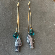 Load image into Gallery viewer, Gone Fishin’ Tassel Earrings, OOAK