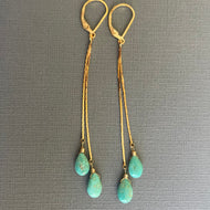 Turquoise Tassel Earrings, almond, OOAK