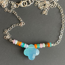 Load image into Gallery viewer, Chalcedony and Opal Clover Necklace