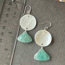 Load image into Gallery viewer, Amazonite and Mother of Pearl Dangles, OOAK