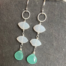 Load image into Gallery viewer, Cloud Dancer PantoneTM Color of the Year 2026 Druzy Aqua Chalcedony Earrings, metal and earwire options, limited quantity