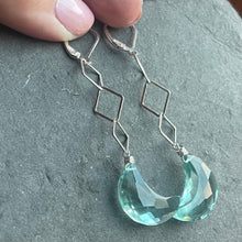 Load image into Gallery viewer, Crescent Moon Diamond Sterling Dangle Earrings