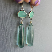 Load image into Gallery viewer, Aquamarine Quartz Bezeled Dangle Earrings