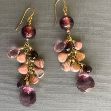 Load image into Gallery viewer, Plummy Rhodocrosite and Garnet Cascade Earrings, OOAK